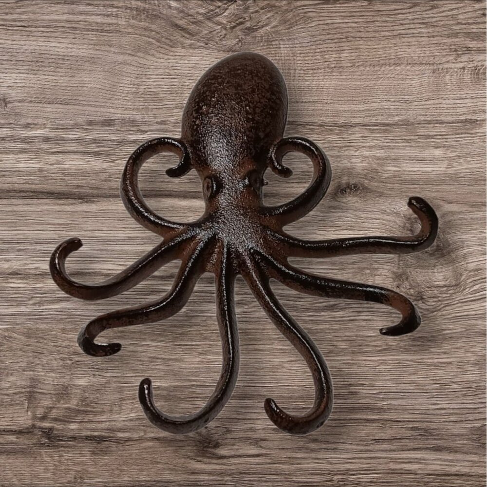 Cast Metal Octopus Wall Decor Sea Beach Home Nautical Ocean Animal 7"
